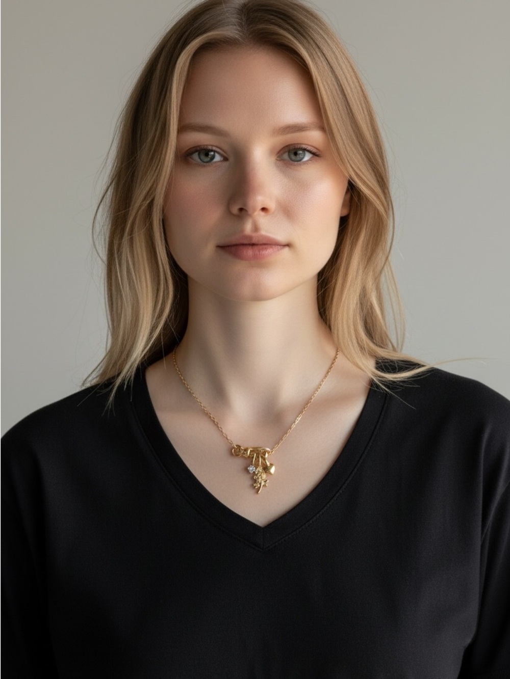 10/21 Gold Leaf and Pearl Charm Necklace - Women Jewelry